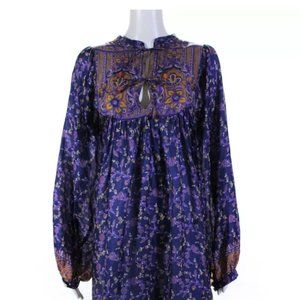 Matta Purple Silk Midi Dress Women's Size L